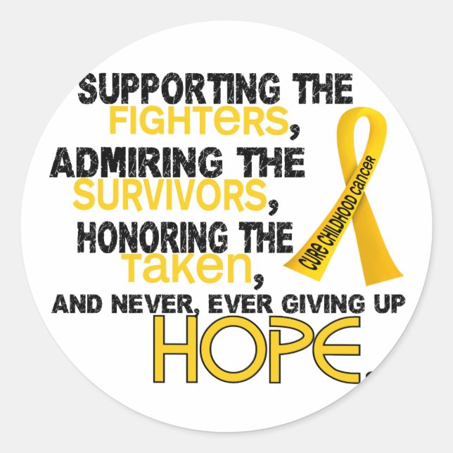 Supporting Admiring Honouring 3.2 Childhood Cancer Classic Round Sticker (Front)