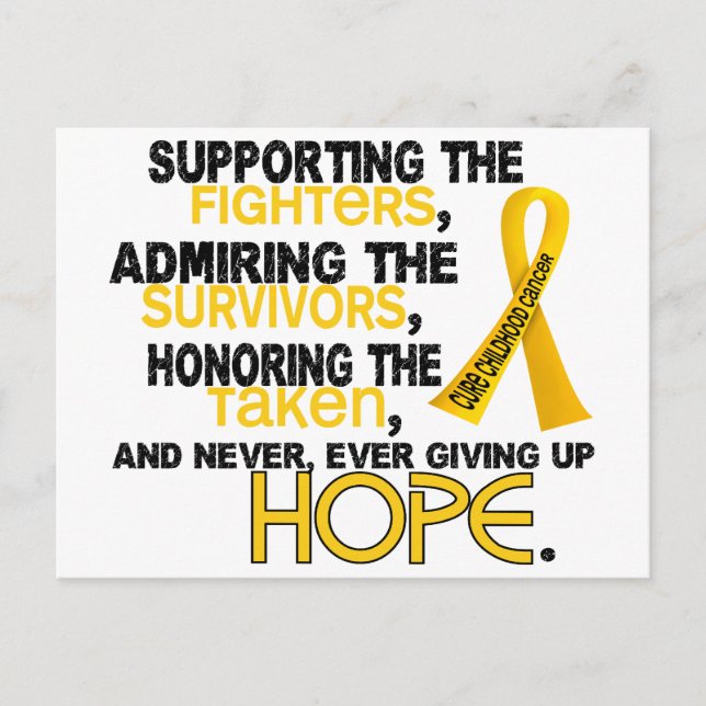Supporting Admiring Honouring 3.2 Childhood Cancer Postcard (Front)