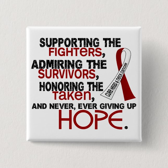 Supporting Admiring Honouring 3.2 Head Neck Cancer 2 Inch Square Button (Front)