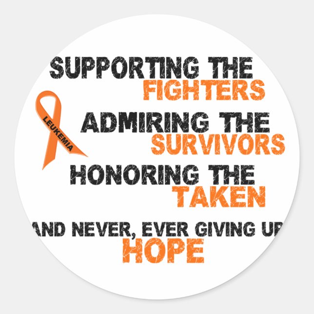 Supporting Admiring Honouring 3 LEUKEMIA Classic Round Sticker (Front)