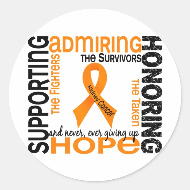 Supporting Admiring Honouring 9 Kidney Cancer Classic Round Sticker (Front)
