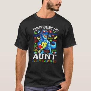 Supporting My Aunt Autism Awareness Dinosaur T-Shirt