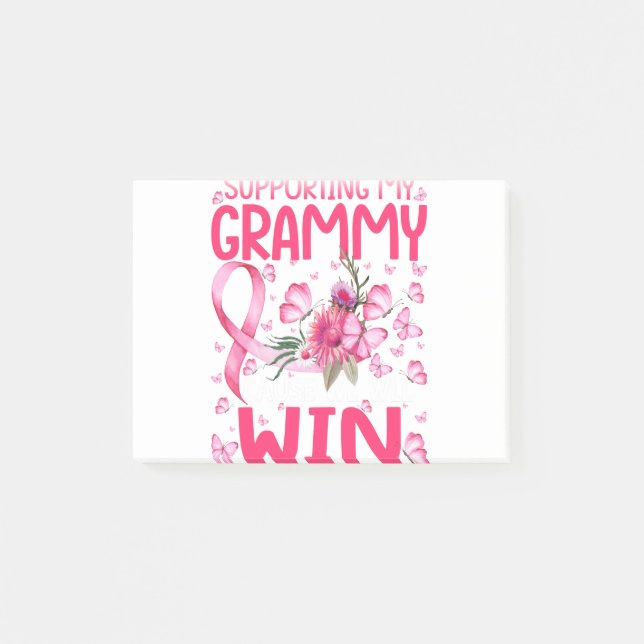 Supporting My Grammy Butterfly Breast Cancer Post-it Notes (Front)