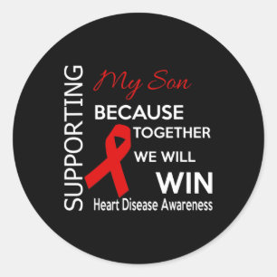 Supporting My Son Heart Disease Awareness 1  Classic Round Sticker