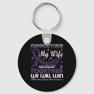 Supporting My Wife Fibromyalgia Awareness Day Husb Keychain
