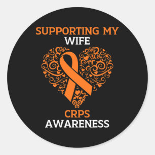 Supporting My Wife Rsd Crps Awareness Month Orange Classic Round Sticker