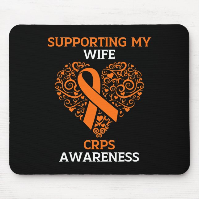 Supporting My Wife RSD CRPS Awareness Month Orange Mouse Pad (Front)