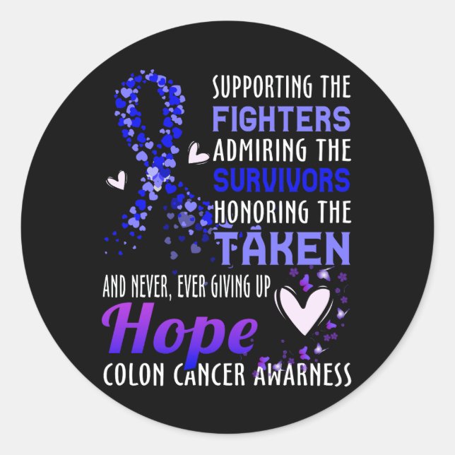 Supporting The Fighters Colon Cancer Awareness Col Classic Round Sticker (Front)