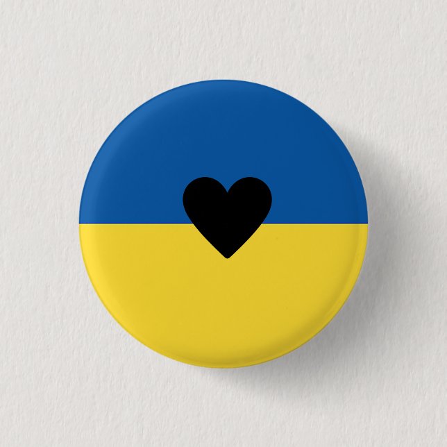 Supporting Ukraine, Ukrainian flag heart  Keychain 1 Inch Round Button (Front)