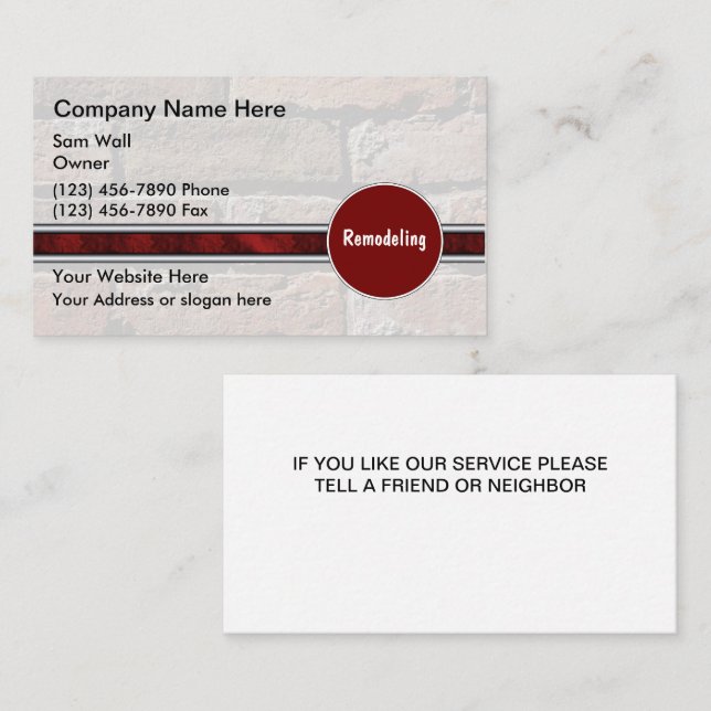 Suppression des Cartes de visite (Devant / Derrière)