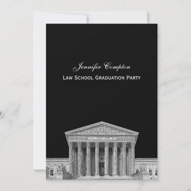 Supreme Court Etchd DIY BG Colour V Law School Gra Invitation (Front)