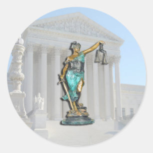 SUPREME-CT-LADY-JUSTICE CLASSIC ROUND STICKER