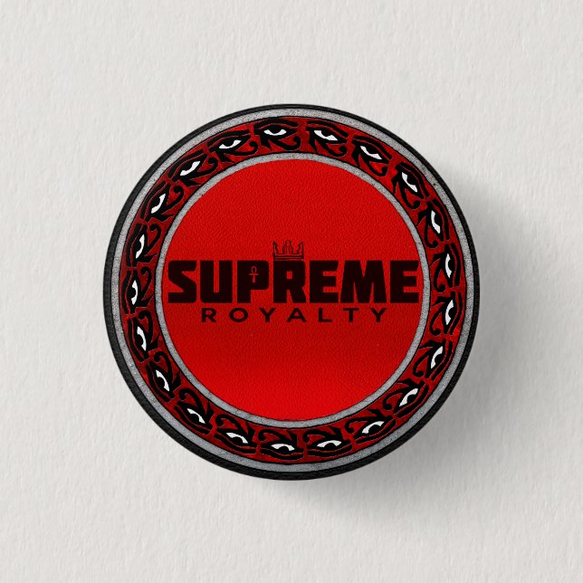 Supreme Royalty Logo Button (Red/Black/Silver) (Front)