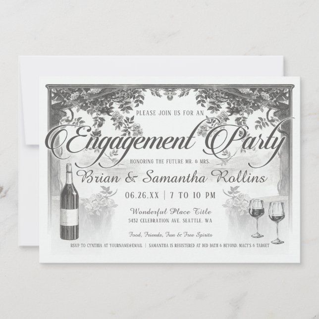 Supreme Vintage Engagement Party Invitations V02 (Front)