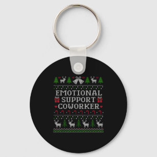 Suprt Coworker Retro Ugly Christmas Saying Quote Keychain