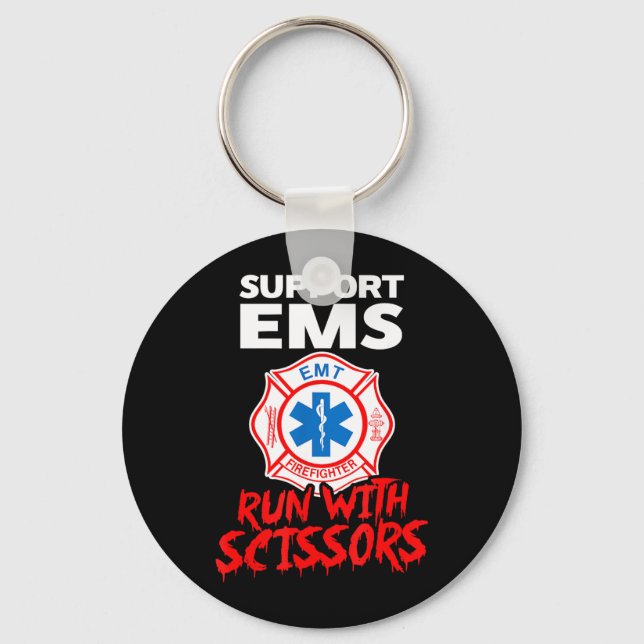 Suprt EMS Run with Scissors Halloween EMT Keychain (Front)