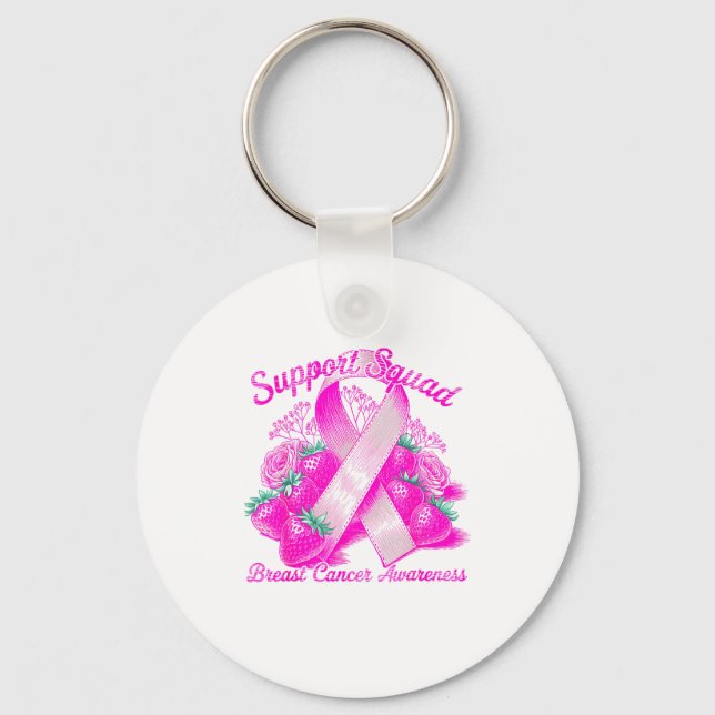 Suprt Squad Breast Cancer Awareness Nk Ribbon Wome Keychain (Front)