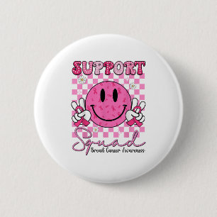 Suprt Squad Nk Ribbon Smile Face Breast Cancer Awa 2 Inch Round Button