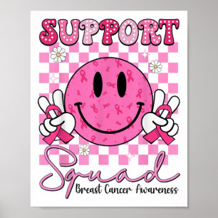 Suprt Squad Nk Ribbon Smile Face Breast Cancer Awa Poster