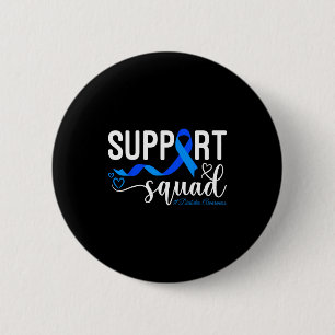 Suprt Squad Type 1 Diabetes Awareness T1d Blue Rib 2 Inch Round Button