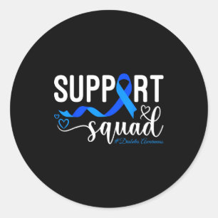 Suprt Squad Type 1 Diabetes Awareness T1d Blue Rib Classic Round Sticker