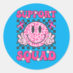 Suprt Team Breast Cancer Awareness Smile Face nk Classic Round Sticker