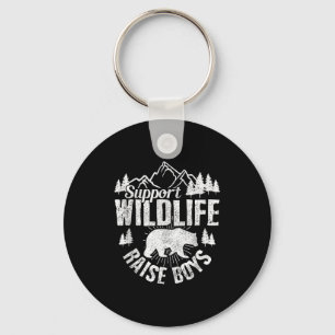 Suprt Wildlife Raise Boys Mom Dad Wild One Funny G Keychain