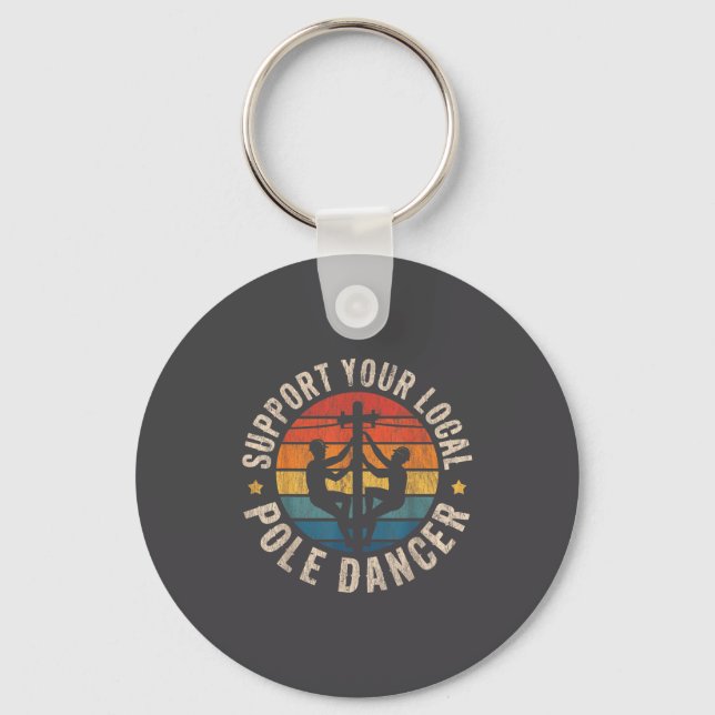 Suprt Your Local Le Dancer Lineman Retro Funny Hum Keychain (Front)