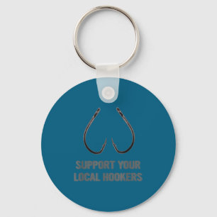 Suprt Your Local S Funny Fishing Fisherman Dad Quo Keychain