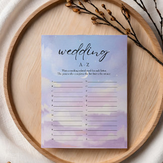 Sur Cloud 9 Mariage Fête des mariées A-Z Carte de