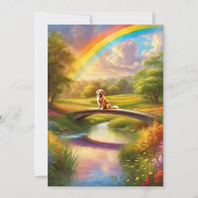 Sur la carte de sympathie du chien Rainbow Bridge (Devant)
