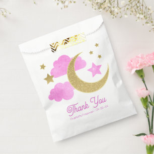 Sur la lune Baby shower rose Favour les sacs