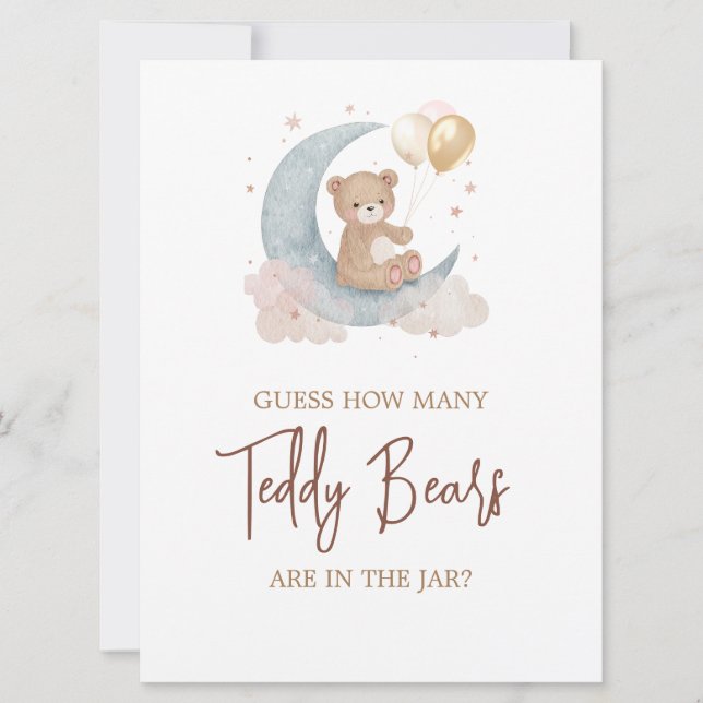 Sur la lune devine combien de Nounours carte de je (Devant)