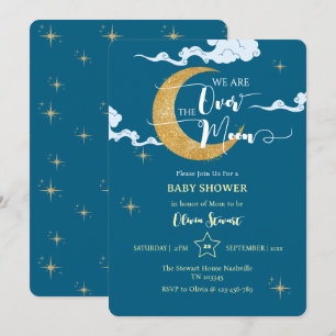 Sur la lune Dreamy Baby shower de nuit Invitation