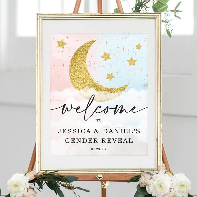 Sur La Lune Genre Révéler Baby Welcome Poster (Créateur téléchargé)