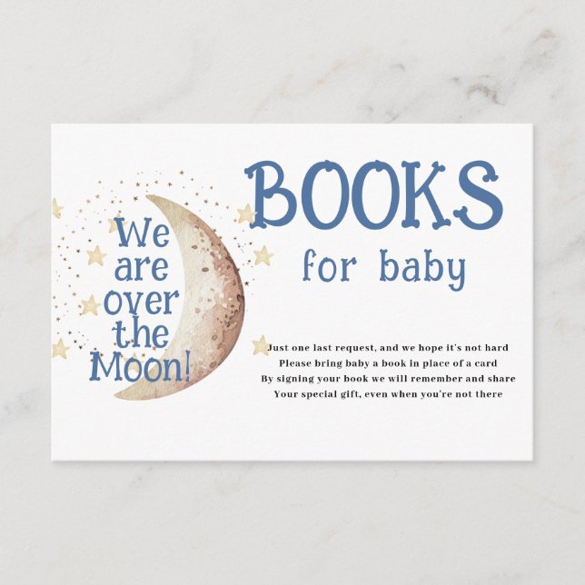 Sur la lune Livres pour carte Baby shower (Devant)