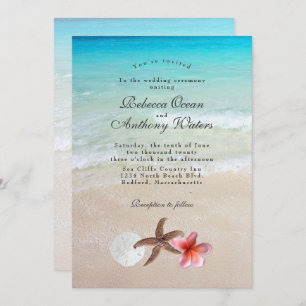 Sur la mer Starfish Plumeria Mariage Invitations