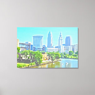 Sur la rivière CLE OH (Effet peinture) toile Impri