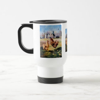 Sur la tasse de voyage de ferme