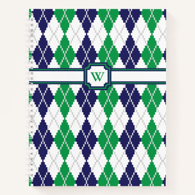 Sur le cahier spirale vert Argyle (Devant)