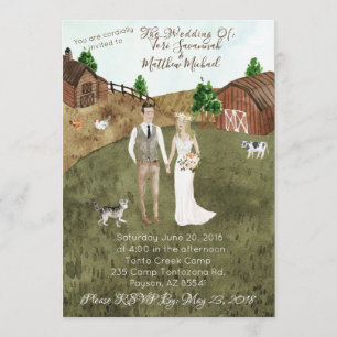 Sur le faire-part de mariage de ferme - avec le