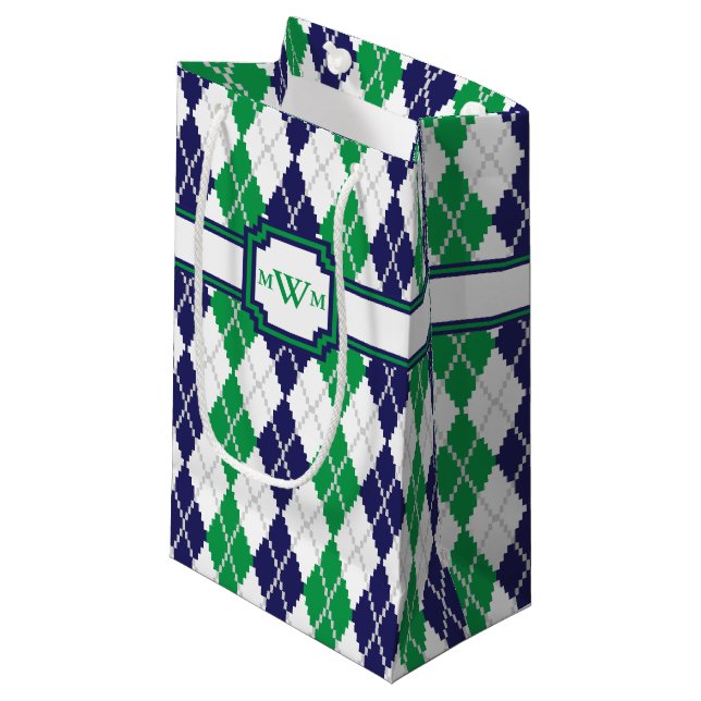 Sur le sac à motifs de losanges vert de cadeau (Devant Angle)