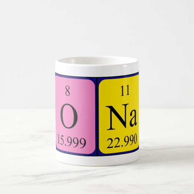 Sur une tasse de nom de table périodique (Centre)