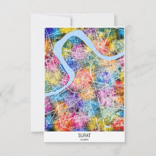 Surat Gujarat City Map Thank You Card