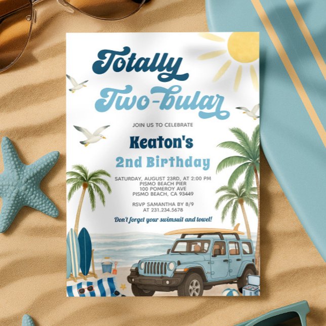 Surf 2e Invitation à l'anniversaire - Totalement d (Surf 2nd Birthday Invitation - Totally Two-Bular
)