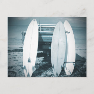 Surf 3 surfboards quiver blue surfboard surfing postcard