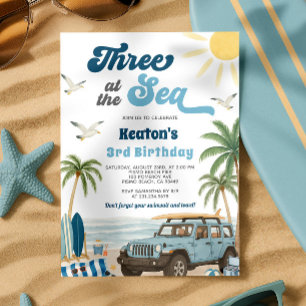 Surf 3e Invitation d'anniversaire - Trois en mer