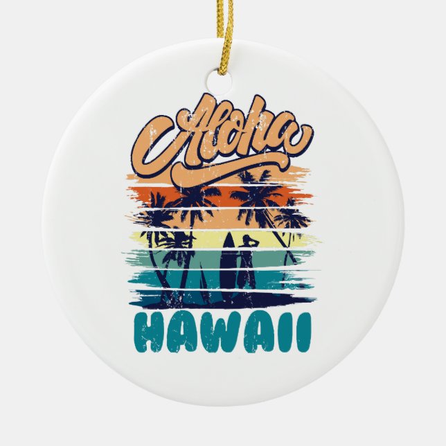 Surf - Aloha Hawaii Ceramic Ornament (Front)