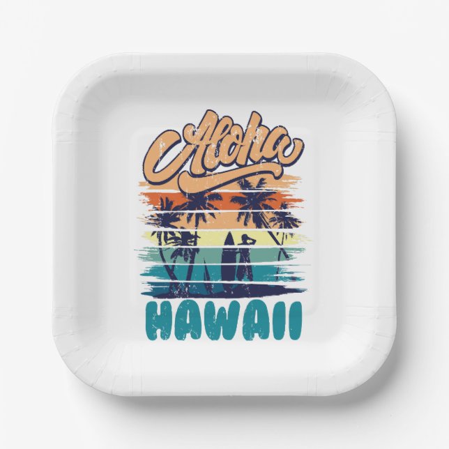 Surf - Aloha Hawaii Paper Plate (Front)