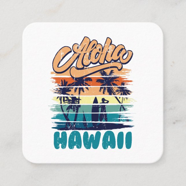 Surf - Aloha Hawaii Square Business Card (Front)